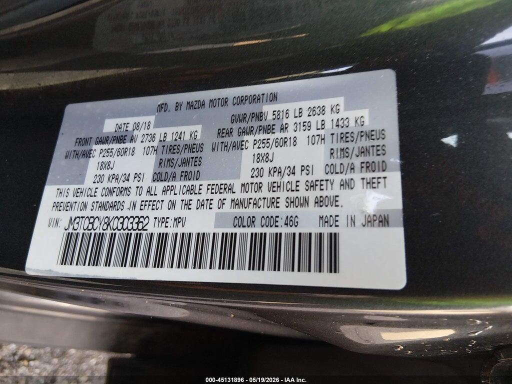 JM3TCBCY8K0303362 2019 MAZDA CX-9 photo no. 9
