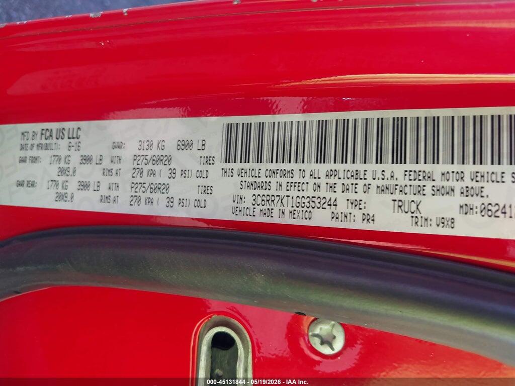 3C6RR7KT1GG353244 2016 RAM 1500 photo no. 9