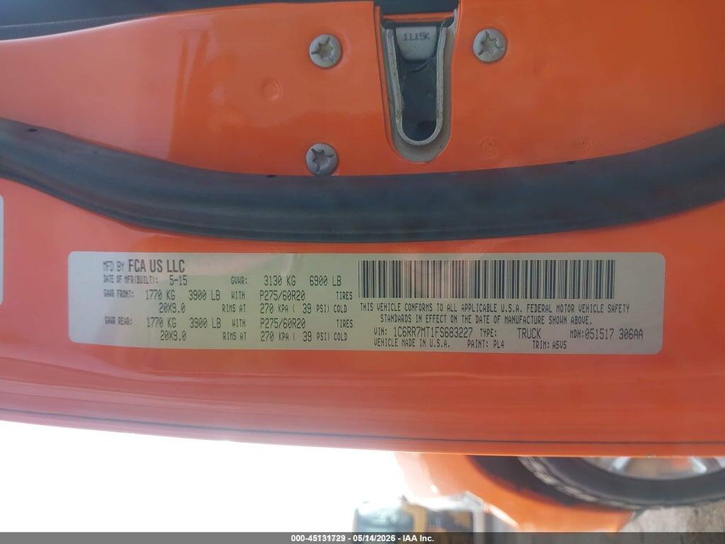 1C6RR7MT1FS683227 2015 RAM 1500 photo no. 9