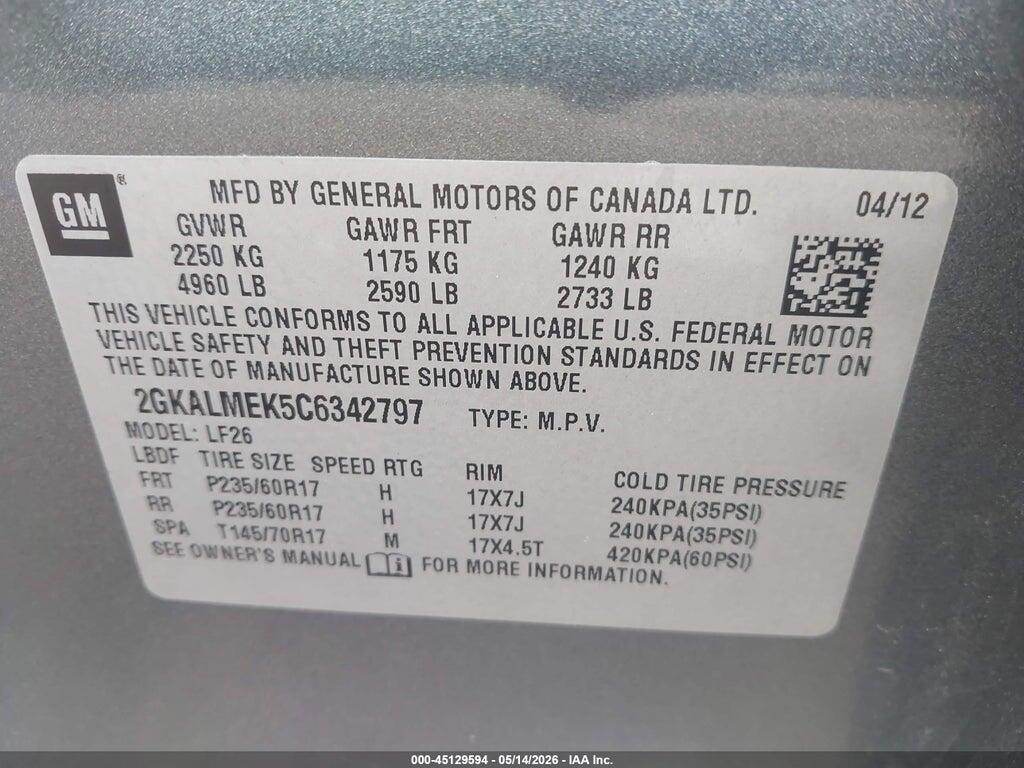 2GKALMEK5C6342797 2012 GMC TERRAIN photo no. 9