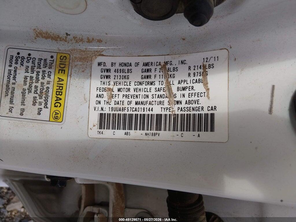 19UUA8F57CA019144 2012 ACURA TL photo no. 9