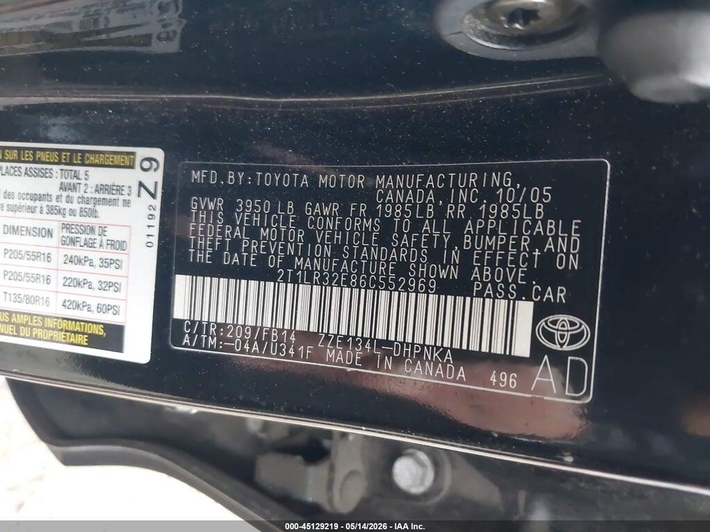 2T1LR32E86C552969 2006 TOYOTA MATRIX photo no. 9