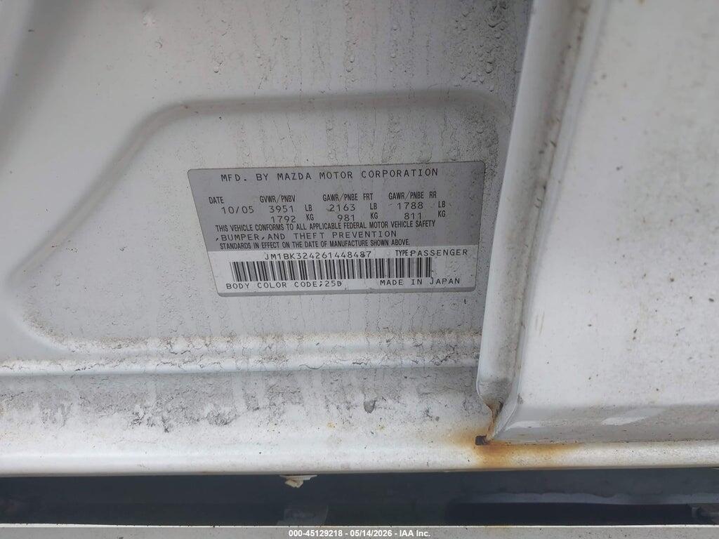JM1BK324261448487 2006 MAZDA MAZDA3 photo no. 9