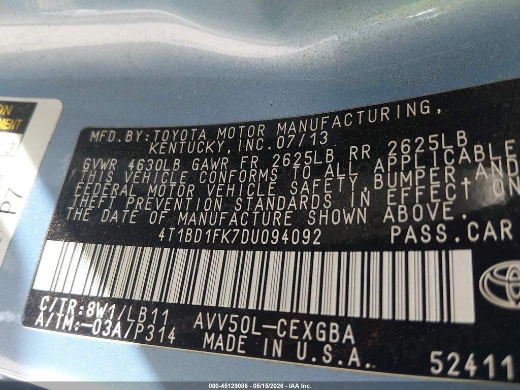 4T1BD1FK7DU094092 2013 TOYOTA CAMRY HYBRID photo no. 9