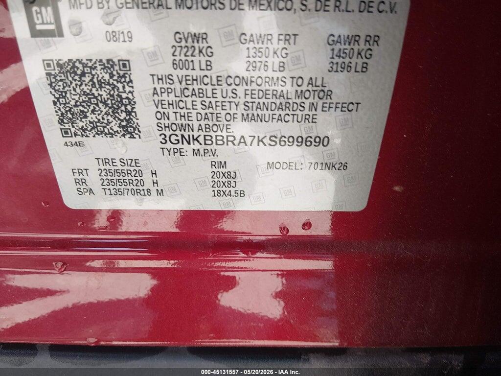 3GNKBBRA7KS699690 2019 CHEVROLET BLAZER photo no. 9