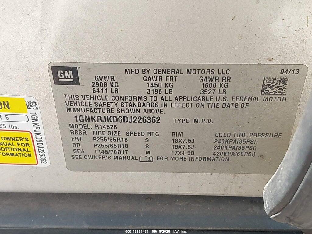 1GNKRJKD6DJ226362 2013 CHEVROLET TRAVERSE photo no. 9