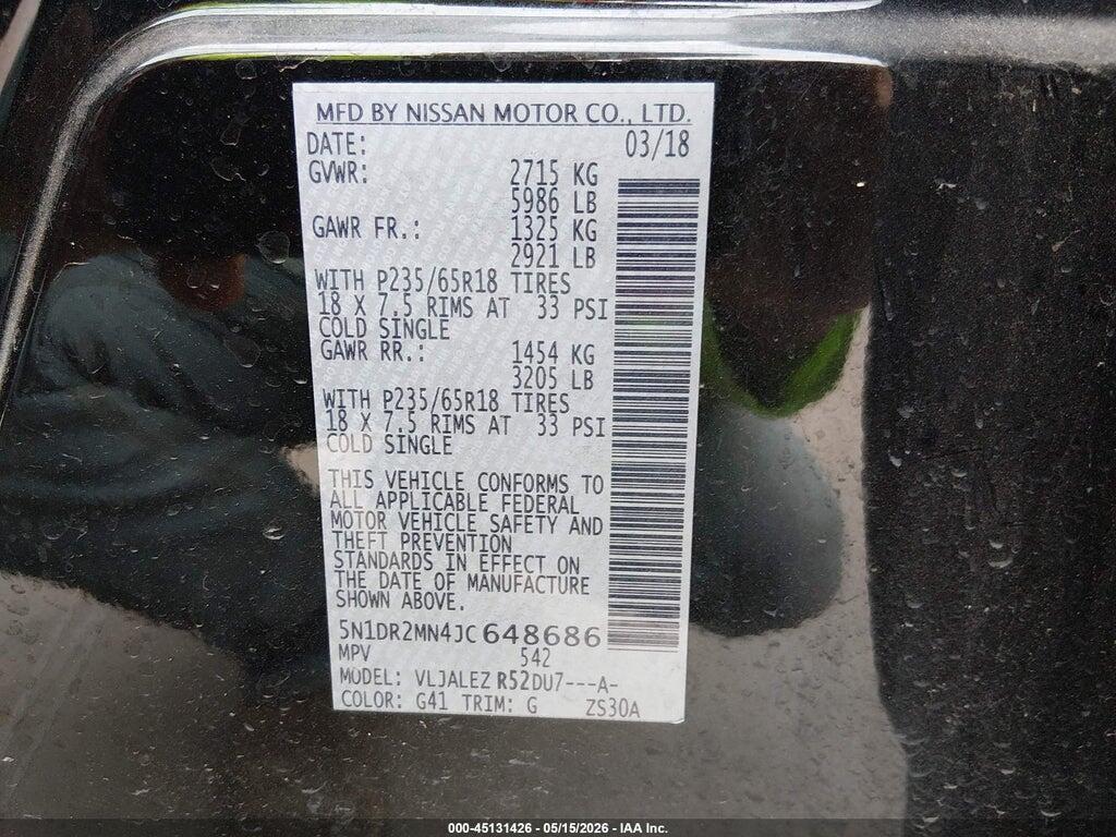 5N1DR2MN4JC648686 2018 NISSAN PATHFINDER photo no. 9