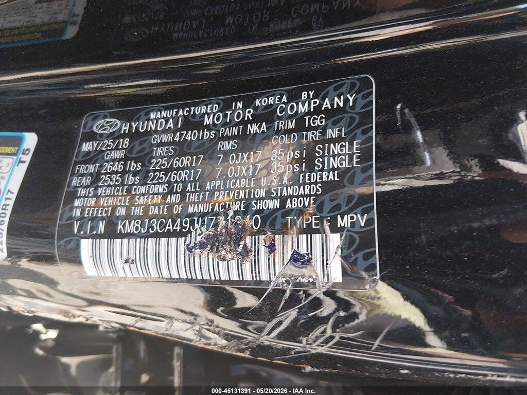 KM8J3CA49JU771240 2018 HYUNDAI TUCSON photo no. 9