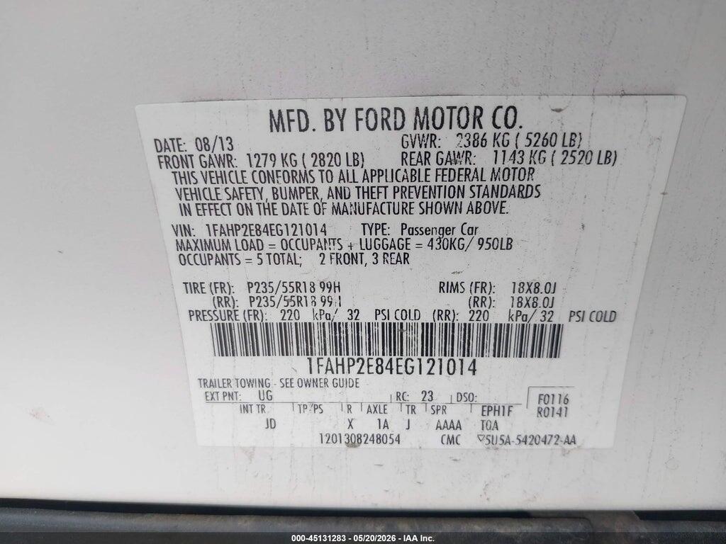 1FAHP2E84EG121014 2014 FORD TAURUS photo no. 9