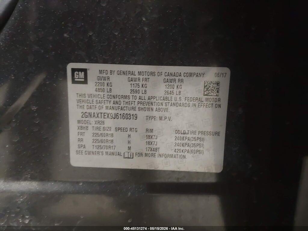 2GNAXTEX9J6160319 2018 CHEVROLET EQUINOX photo no. 9