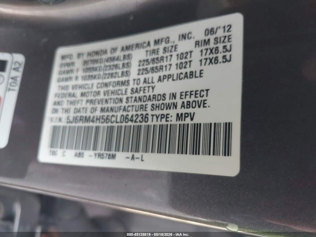 5J6RM4H56CL064236 2012 HONDA CR-V photo no. 9