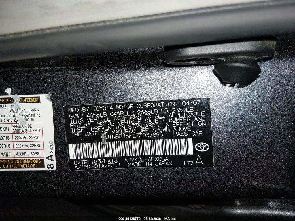 JTNBB46K273037896 2007 TOYOTA CAMRY HYBRID photo no. 9