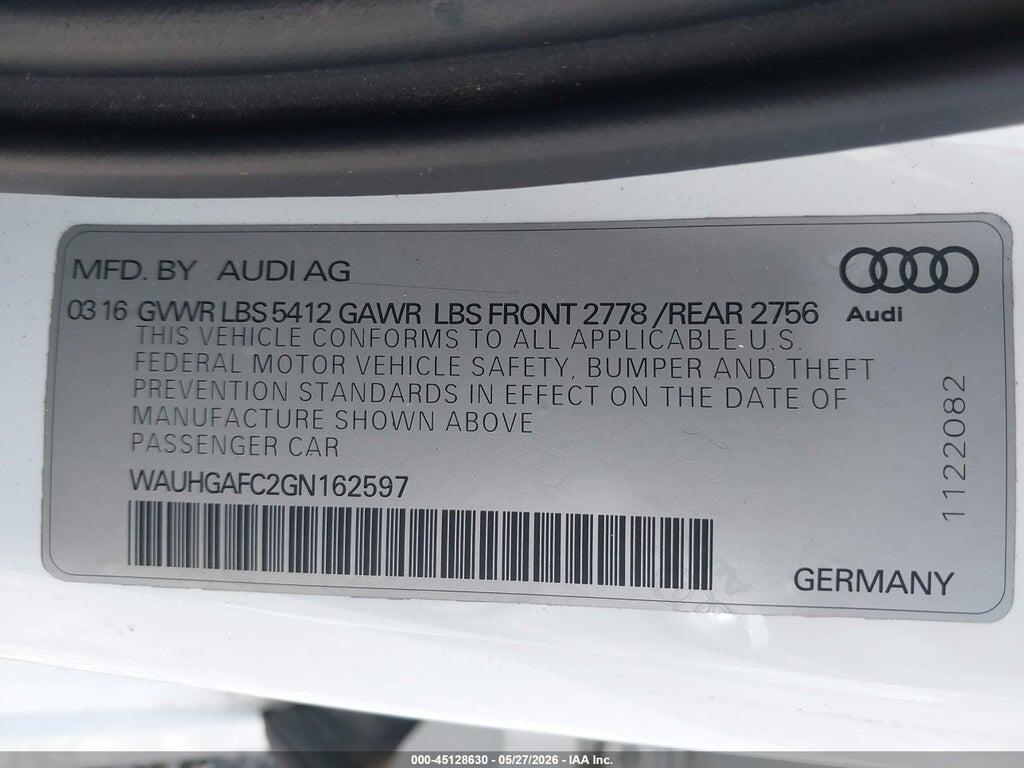 WAUHGAFC2GN162597 2016 AUDI A6 photo no. 9