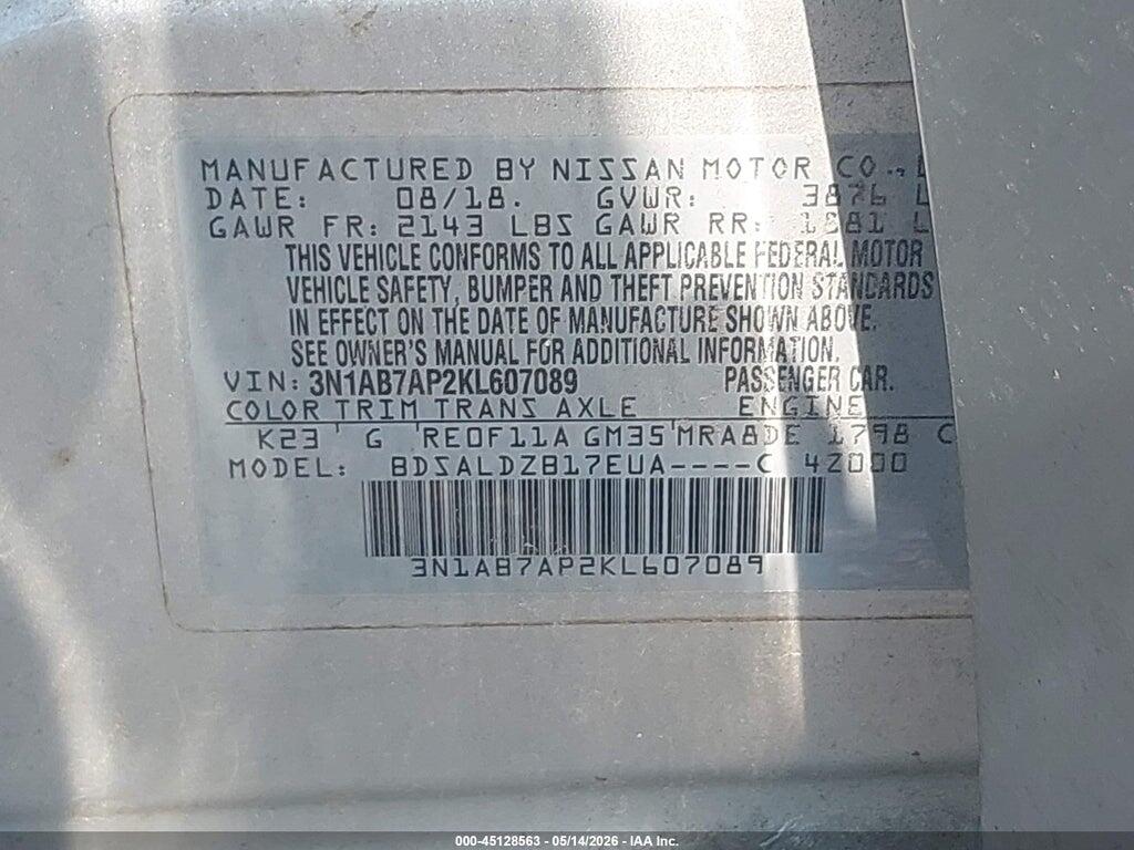 3N1AB7AP2KL607089 2019 NISSAN SENTRA photo no. 9