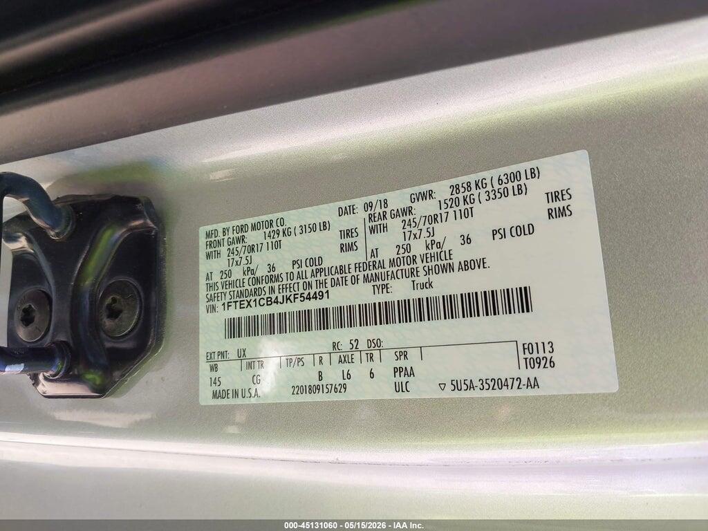 1FTEX1CB4JKF54491 2018 FORD F-150 photo no. 9