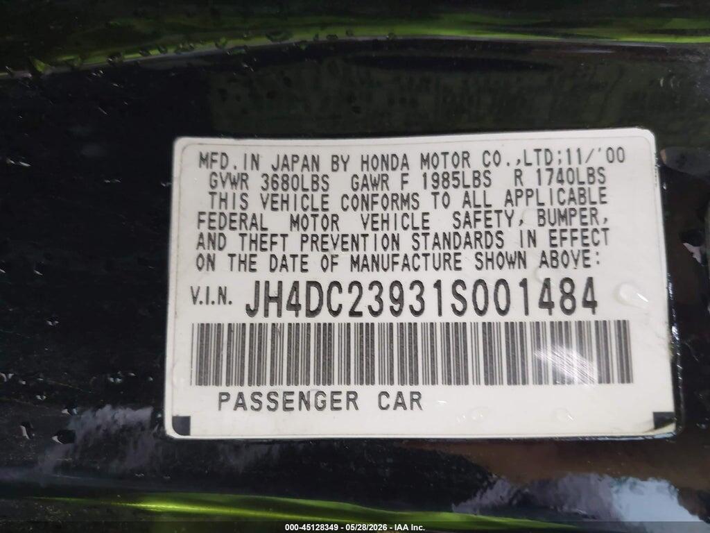 JH4DC23931S001484 2001 ACURA INTEGRA photo no. 9
