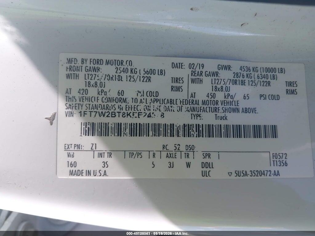 1FT7W2BT8KEE24578 2019 FORD F-250 photo no. 9