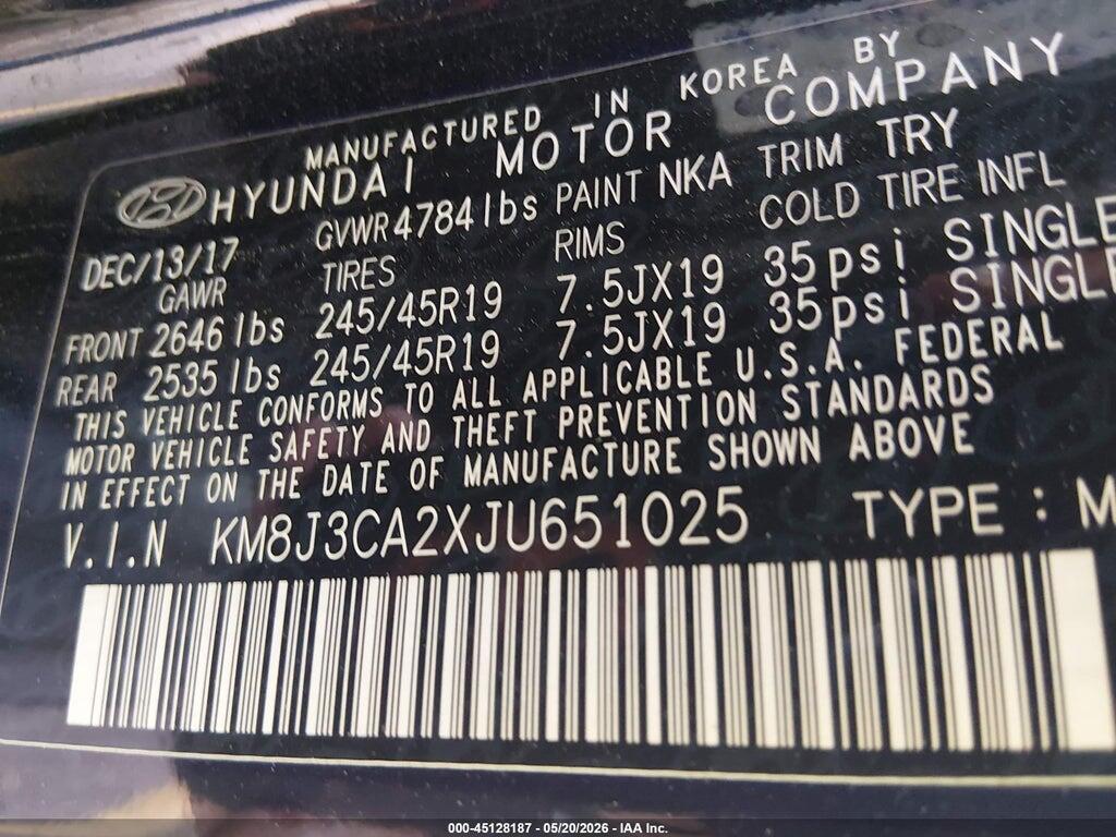 KM8J3CA2XJU651025 2018 HYUNDAI TUCSON photo no. 9