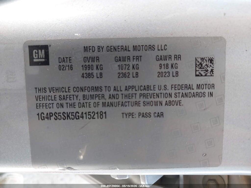 1G4PS5SK5G4152181 2016 BUICK VERANO photo no. 9