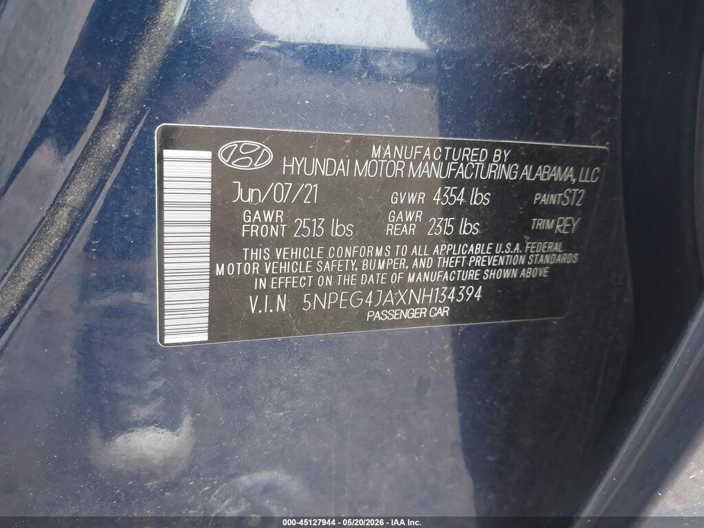 5NPEG4JAXNH134394 2022 HYUNDAI SONATA photo no. 9