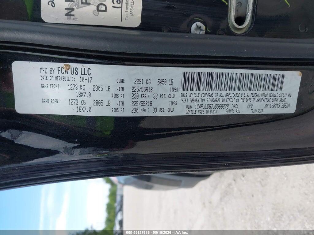 1C4PJLDB7JD568278 2018 JEEP CHEROKEE photo no. 9