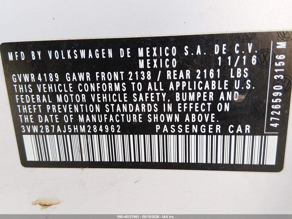 3VW2B7AJ5HM284962 2017 VOLKSWAGEN JETTA photo no. 9
