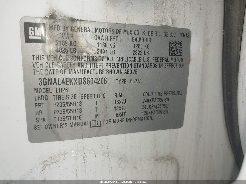 3GNAL4EKXDS604206 2013 CHEVROLET CAPTIVA SPORT photo no. 9