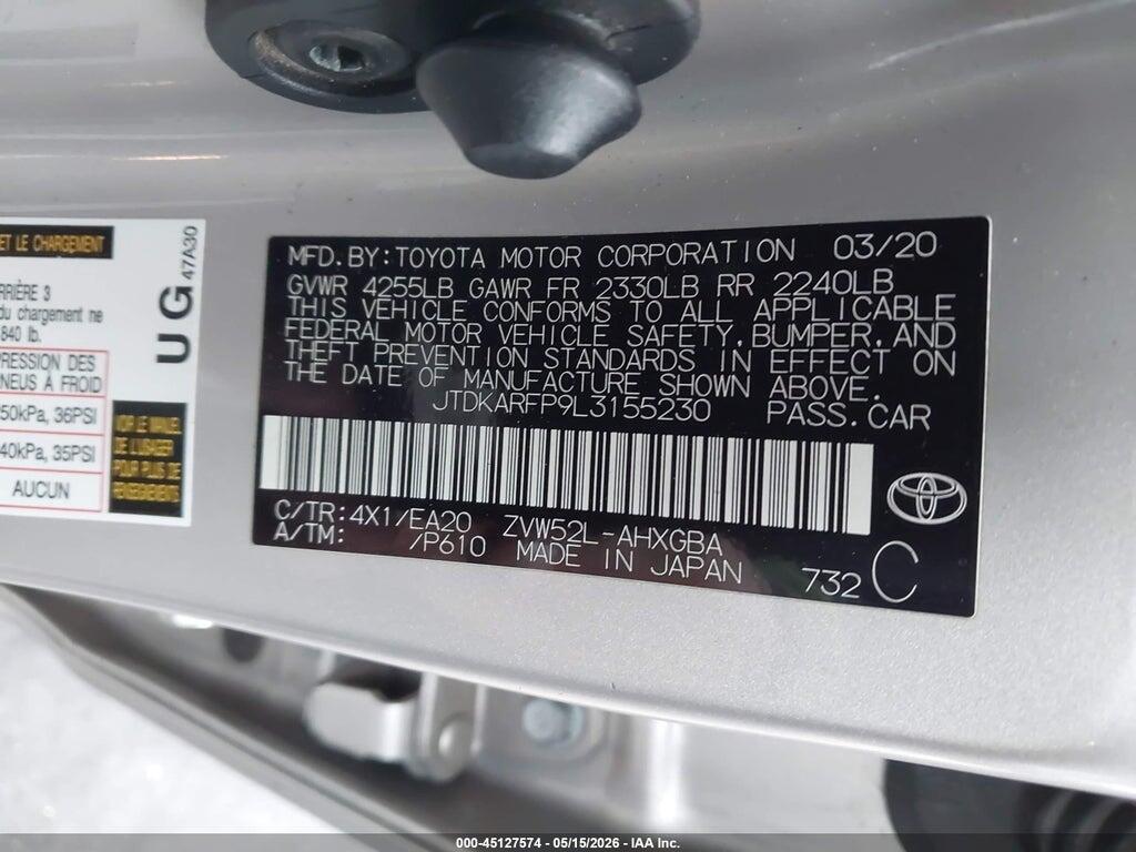 JTDKARFP9L3155230 2020 TOYOTA PRIUS PRIME photo no. 9