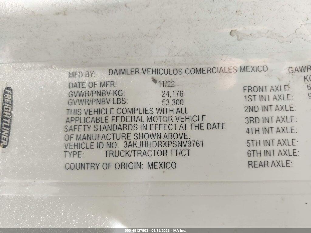 3AKJHHDRXPSNV9761 2023 FREIGHTLINER NEW CASCADIA 126 photo no. 8