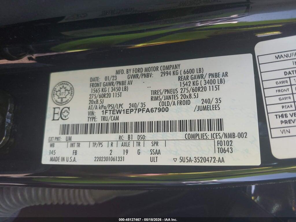 1FTEW1EP7PFA67900 2023 FORD F-150 photo no. 9