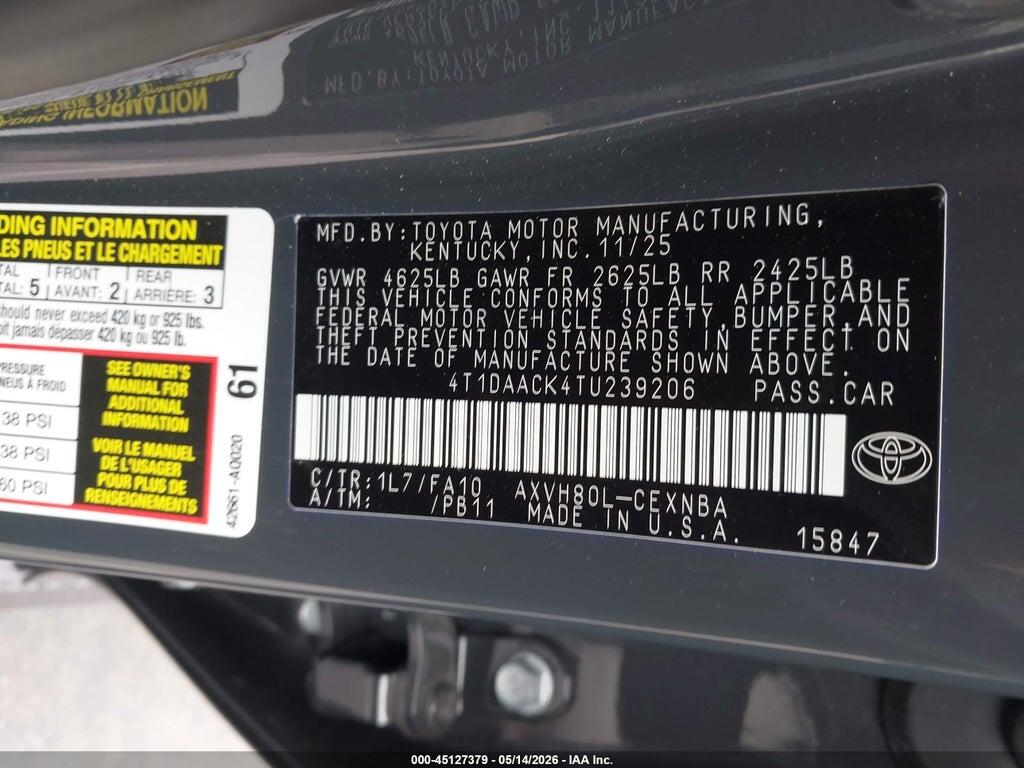 4T1DAACK4TU239206 2026 TOYOTA CAMRY photo no. 9