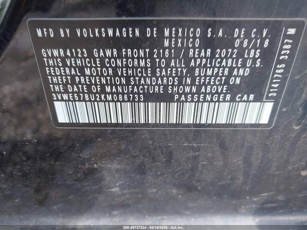 3VWE57BU2KM086733 2019 VOLKSWAGEN JETTA photo no. 9