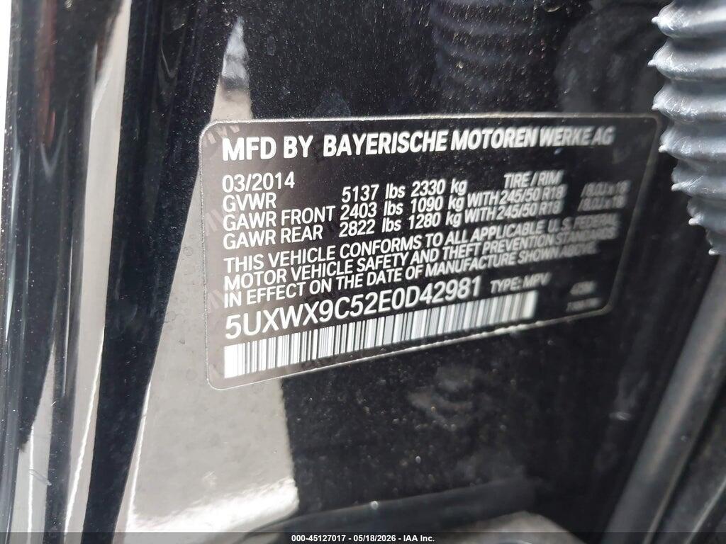 5UXWX9C52E0D42981 2014 BMW X3 photo no. 9