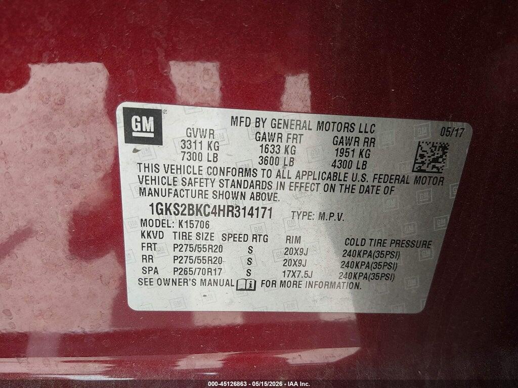 1GKS2BKC4HR314171 2017 GMC YUKON photo no. 9