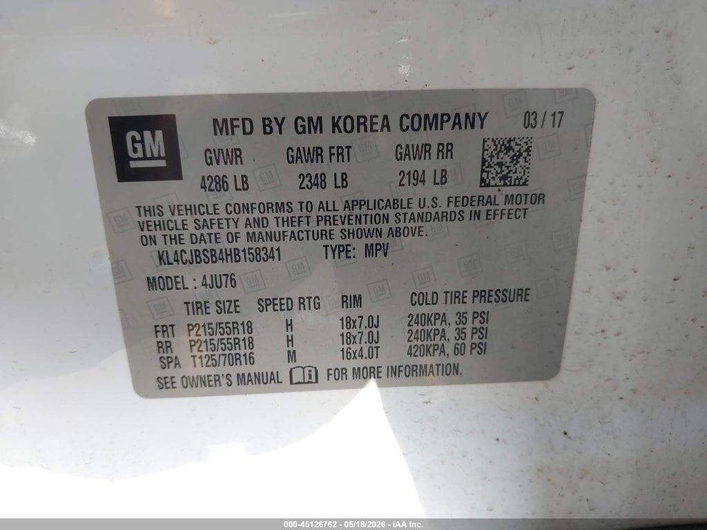 KL4CJBSB4HB158341 2017 BUICK ENCORE photo no. 9
