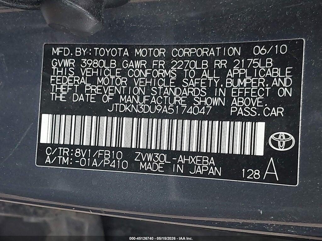 JTDKN3DU9A5174047 2010 TOYOTA PRIUS photo no. 9
