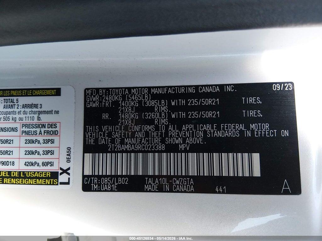 2T2BAMBA9RC023388 2024 LEXUS RX 350 photo no. 9
