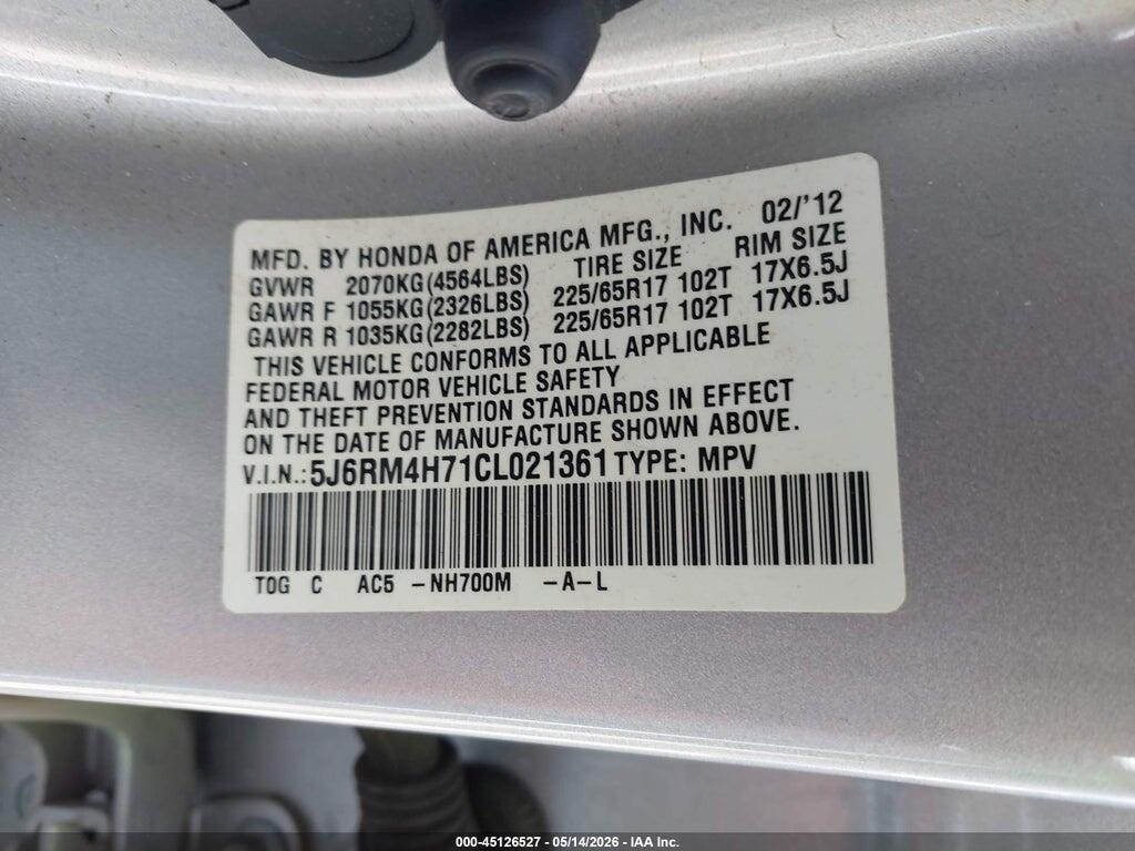 5J6RM4H71CL021361 2012 HONDA CR-V photo no. 9