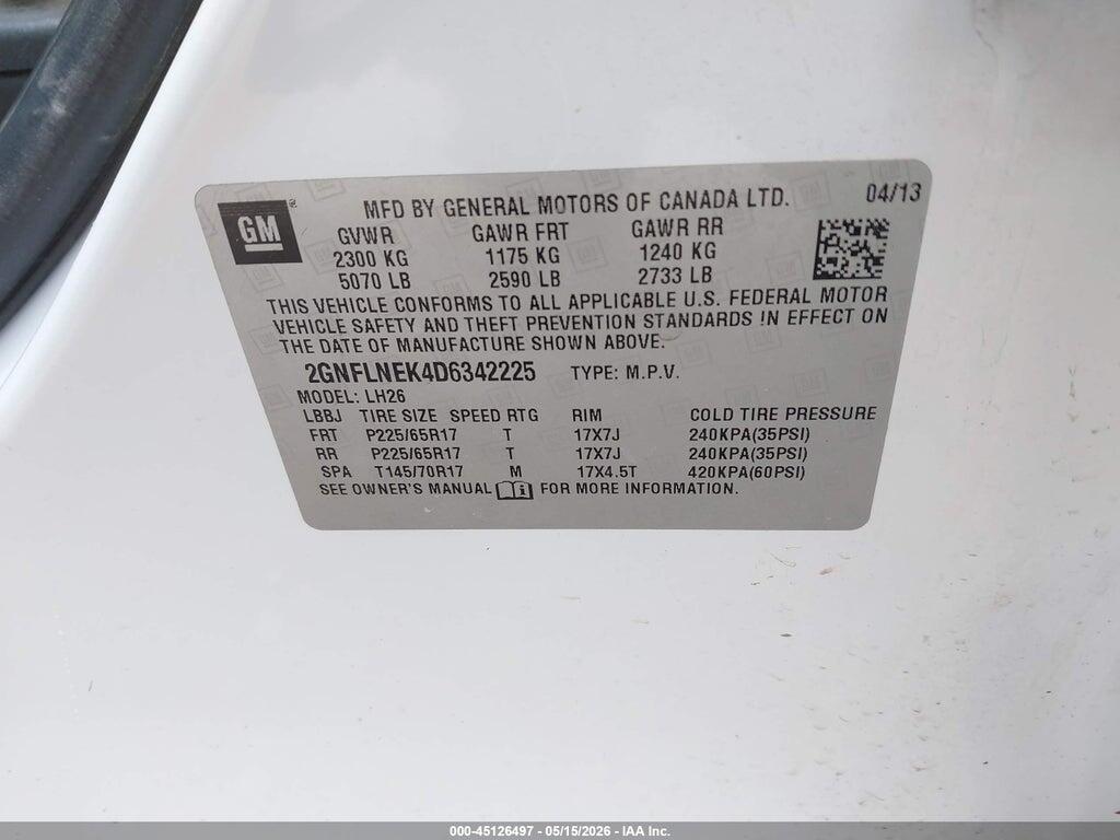 2GNFLNEK4D6342225 2013 CHEVROLET EQUINOX photo no. 9