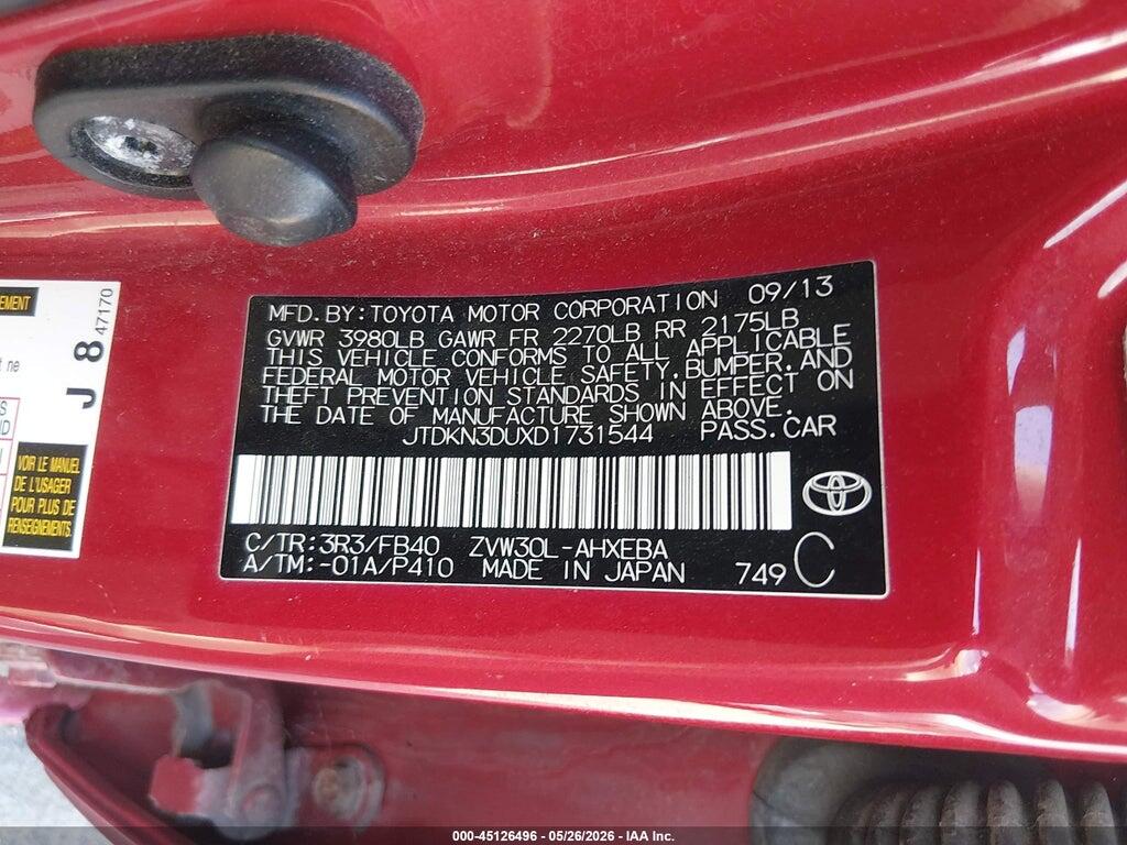 JTDKN3DUXD1731544 2013 TOYOTA PRIUS photo no. 9