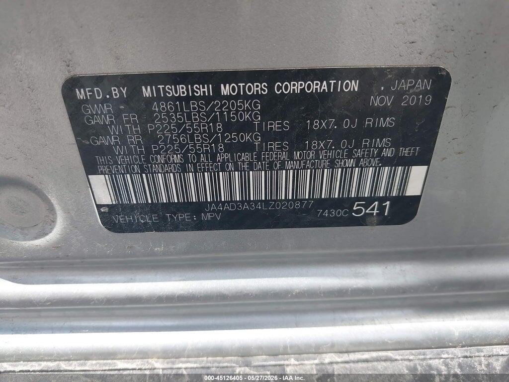 JA4AD3A34LZ020877 2020 MITSUBISHI OUTLANDER photo no. 9