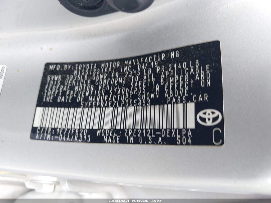 5YFEPRAE7LP005853 2020 TOYOTA COROLLA photo no. 9