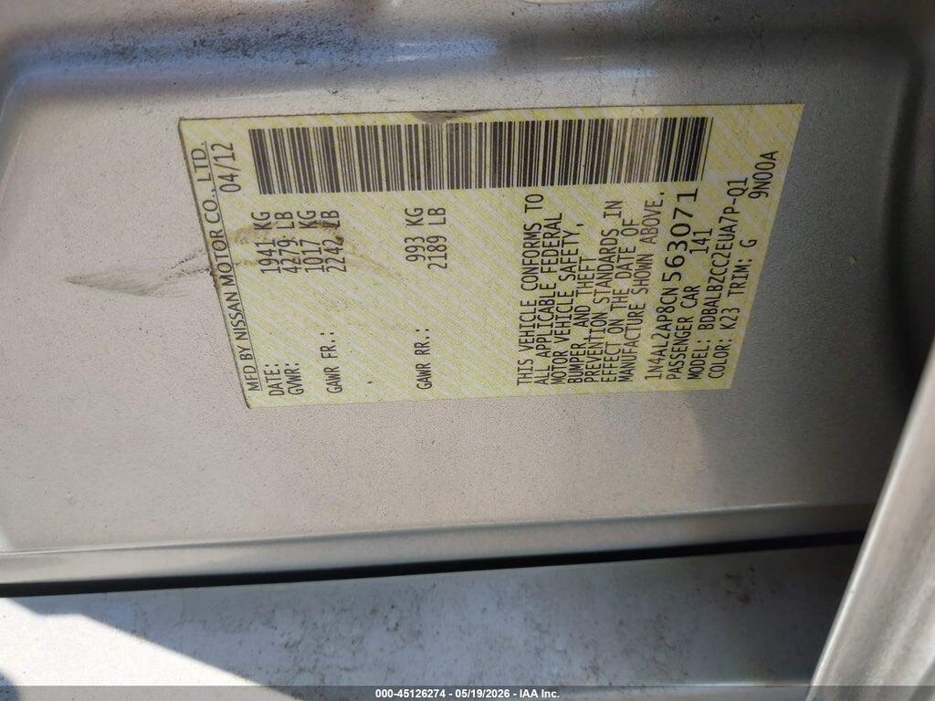 1N4AL2AP8CN563071 2012 NISSAN ALTIMA photo no. 9