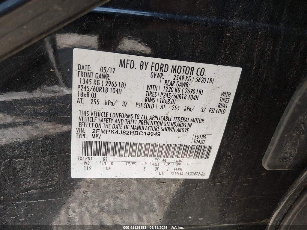 2FMPK4J82HBC14949 2017 FORD EDGE photo no. 9