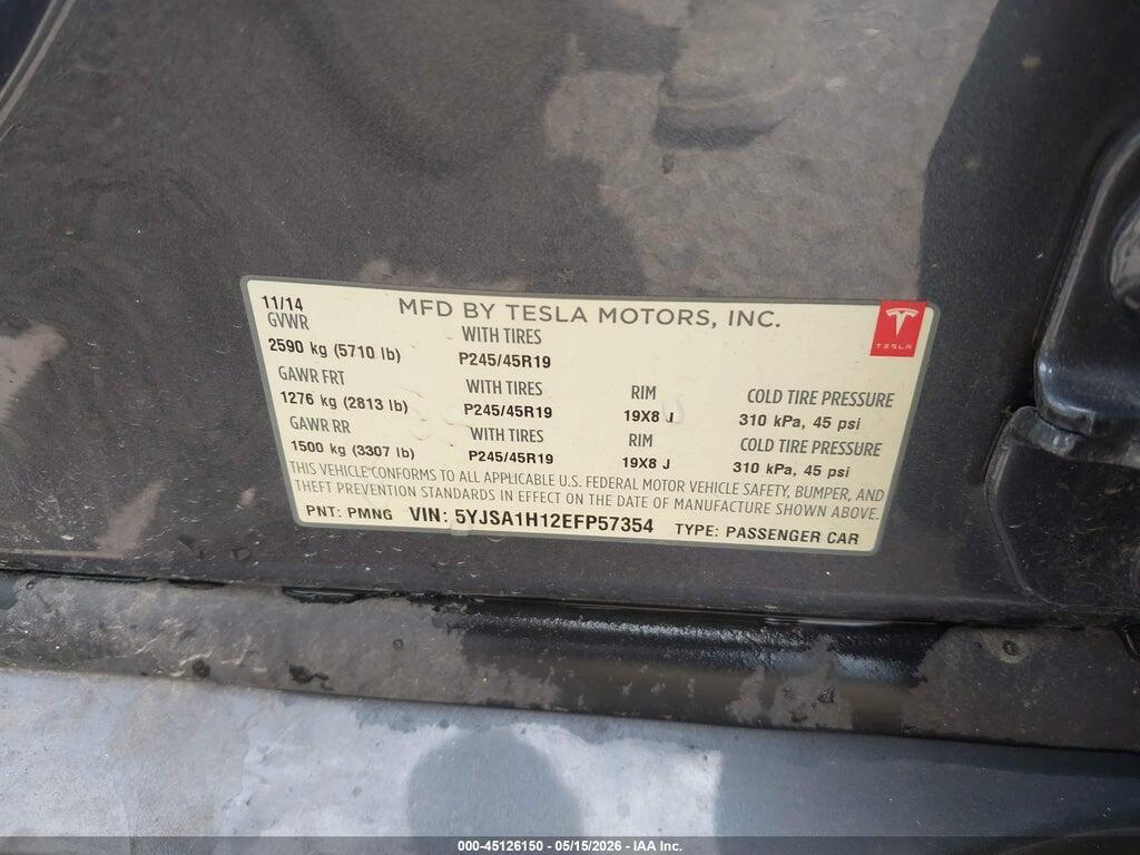 5YJSA1H12EFP57354 2014 TESLA MODEL S photo no. 9