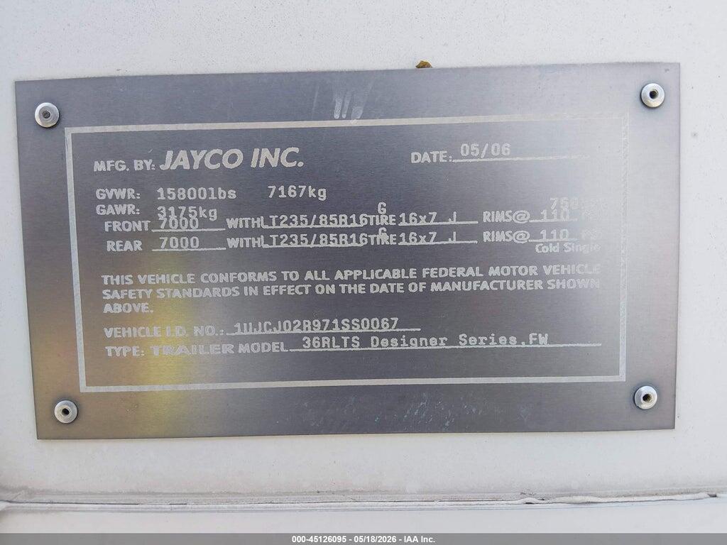 1UJCJ02R971SS0067 2007 JAYCO DESIGNER photo no. 9