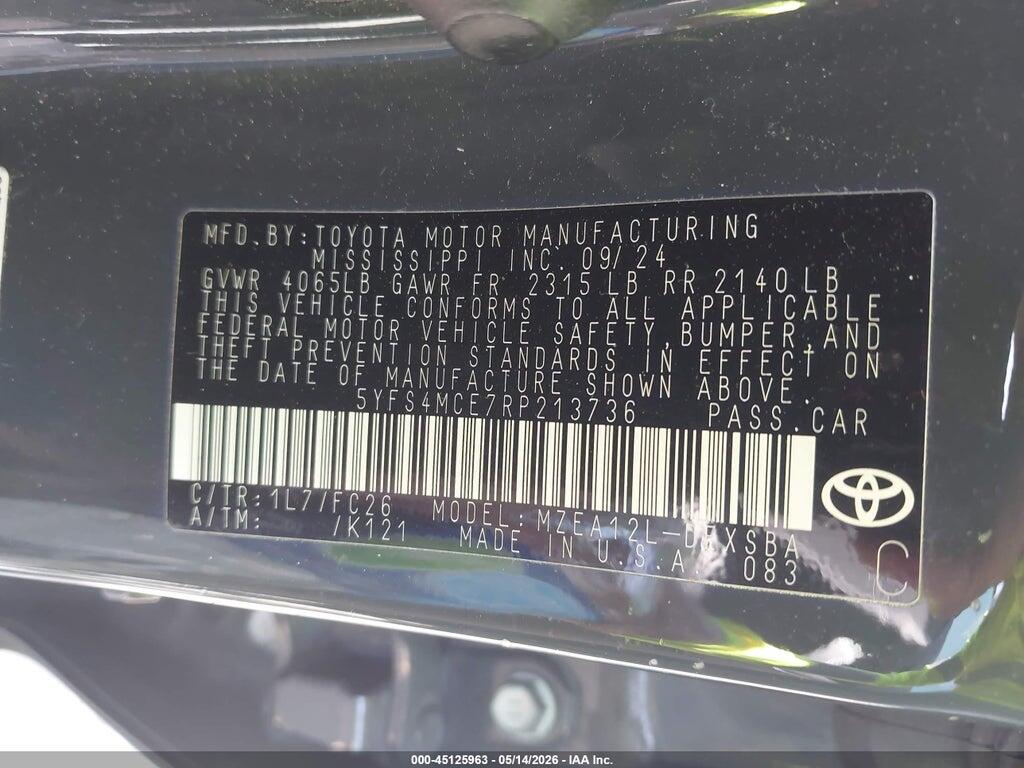 5YFS4MCE7RP213736 2024 TOYOTA COROLLA photo no. 9