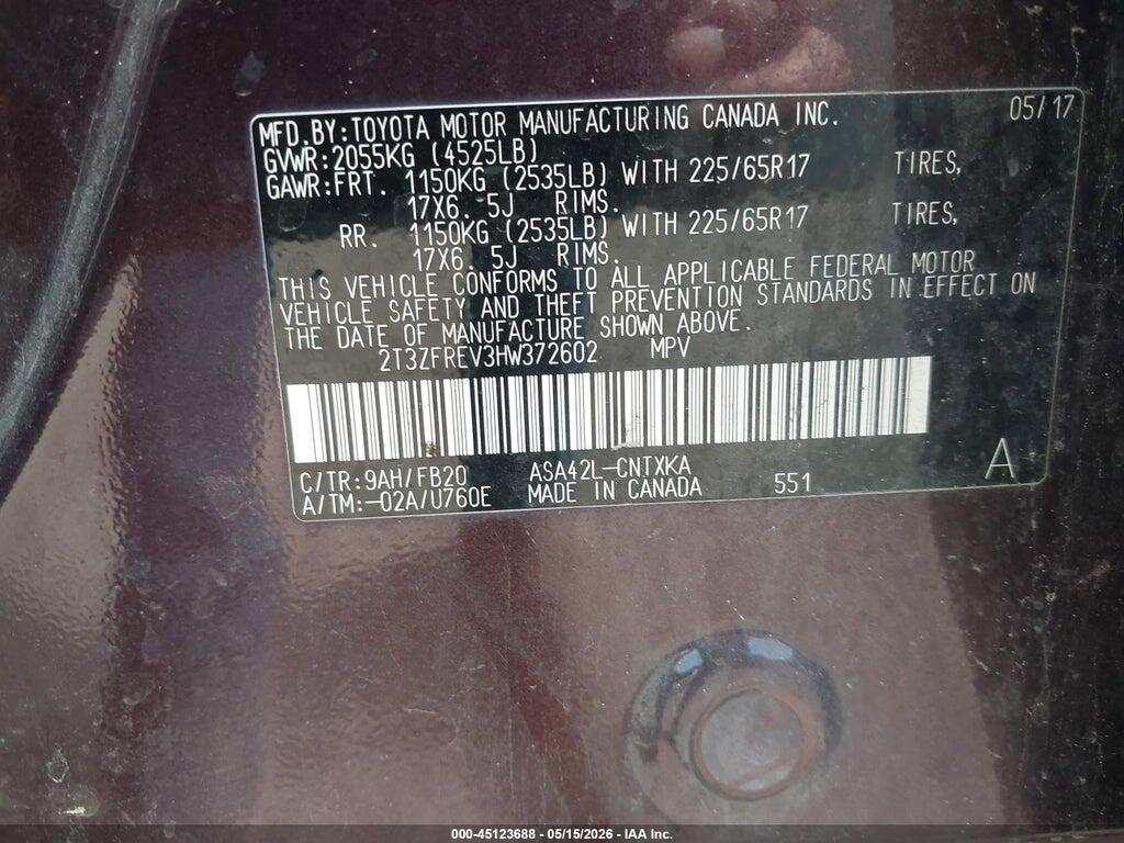 2T3ZFREV3HW372602 2017 TOYOTA RAV4 photo no. 9