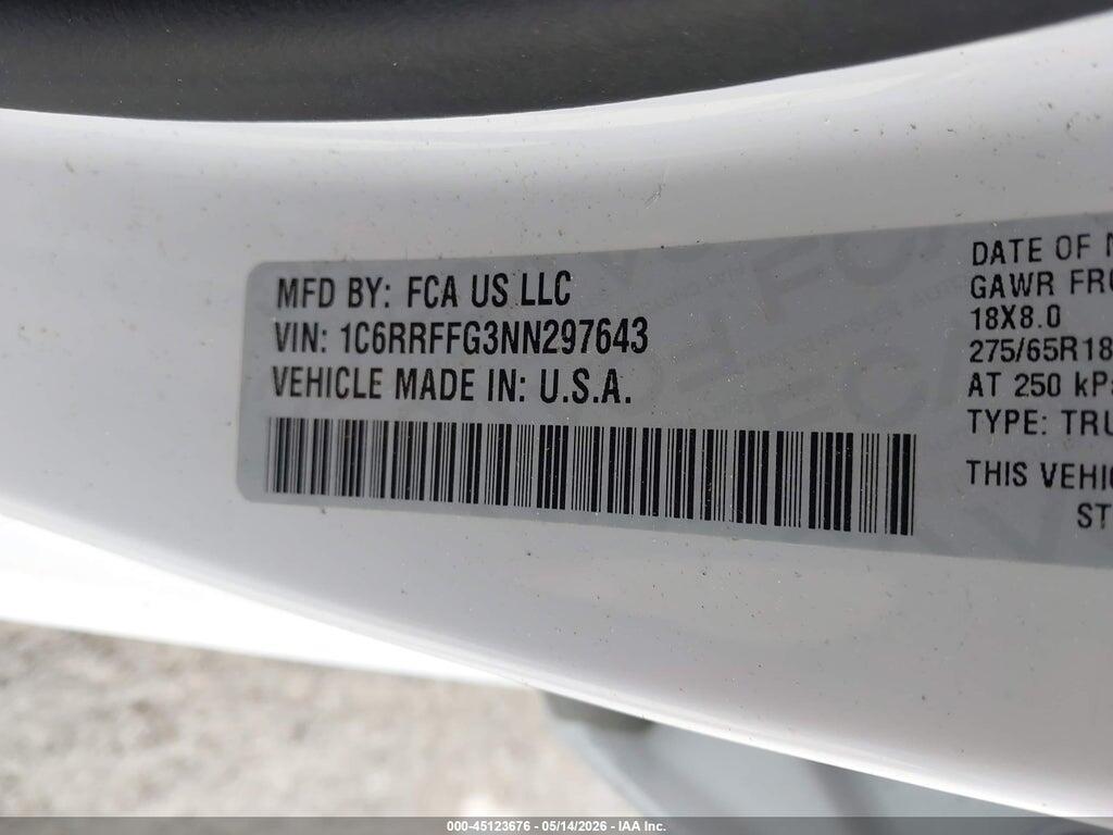 1C6RRFFG3NN297643 2022 RAM 1500 photo no. 9