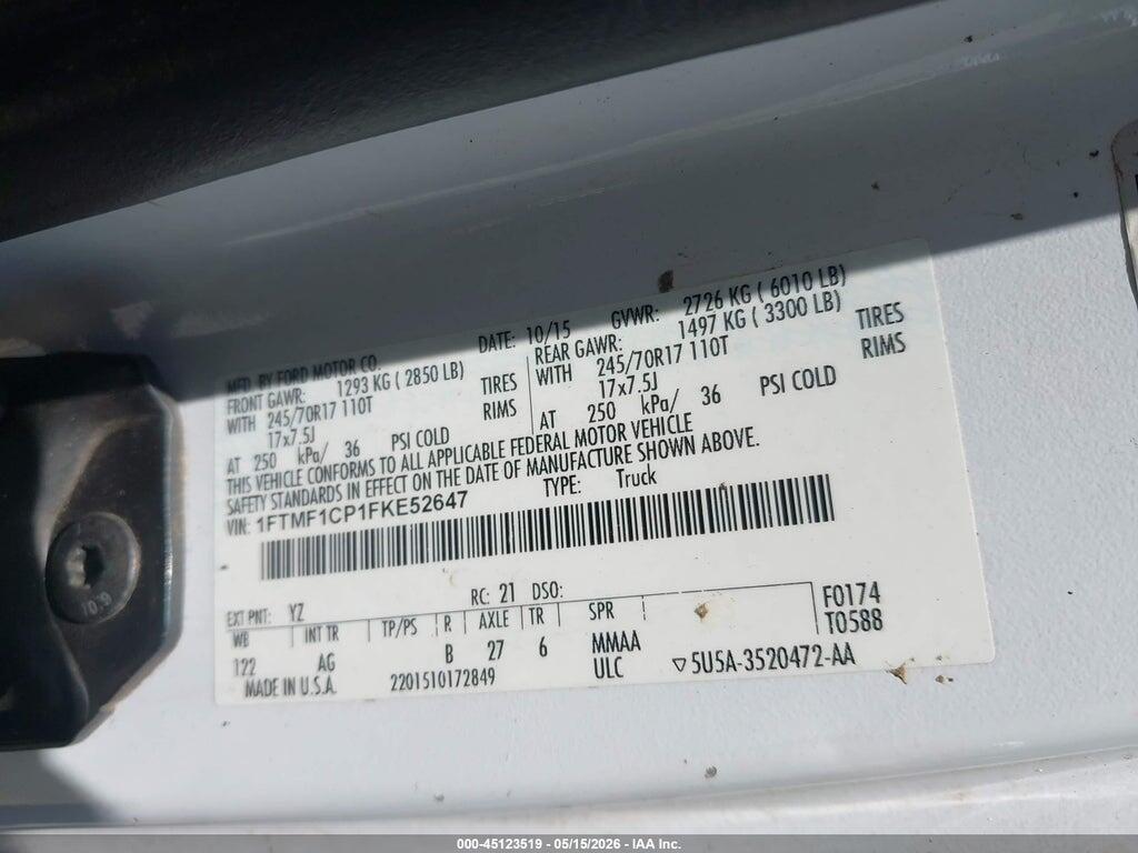 1FTMF1CP1FKE52647 2015 FORD F-150 photo no. 9